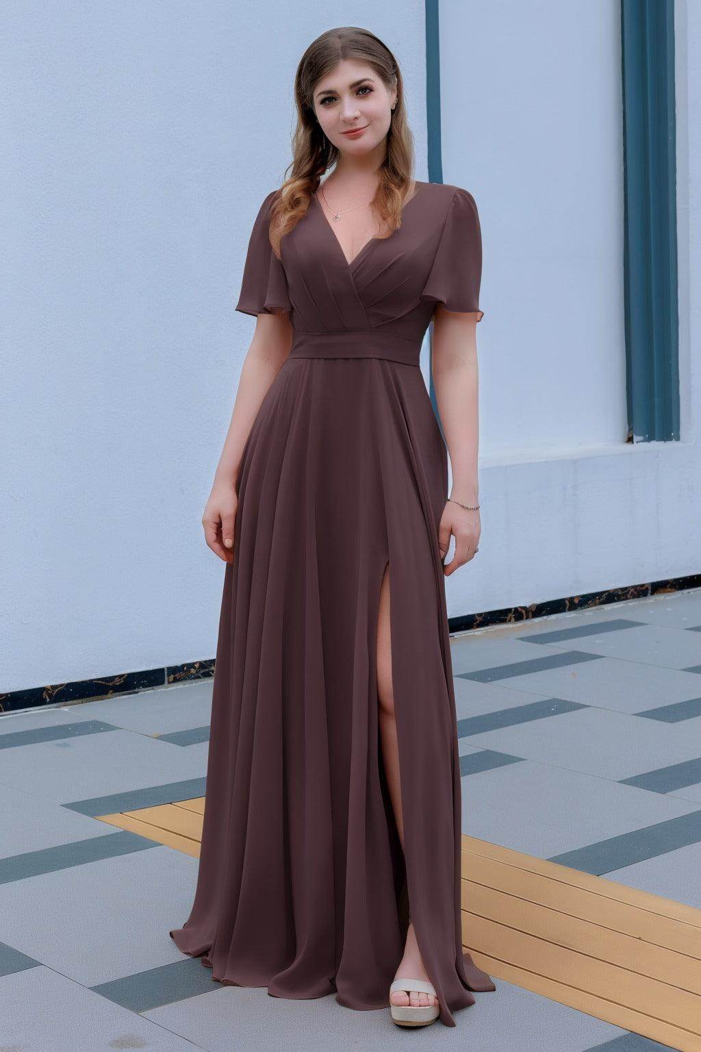 A-Line Floor Length Chiffon Bridesmaid Dress CB0719 - COCOMELODY